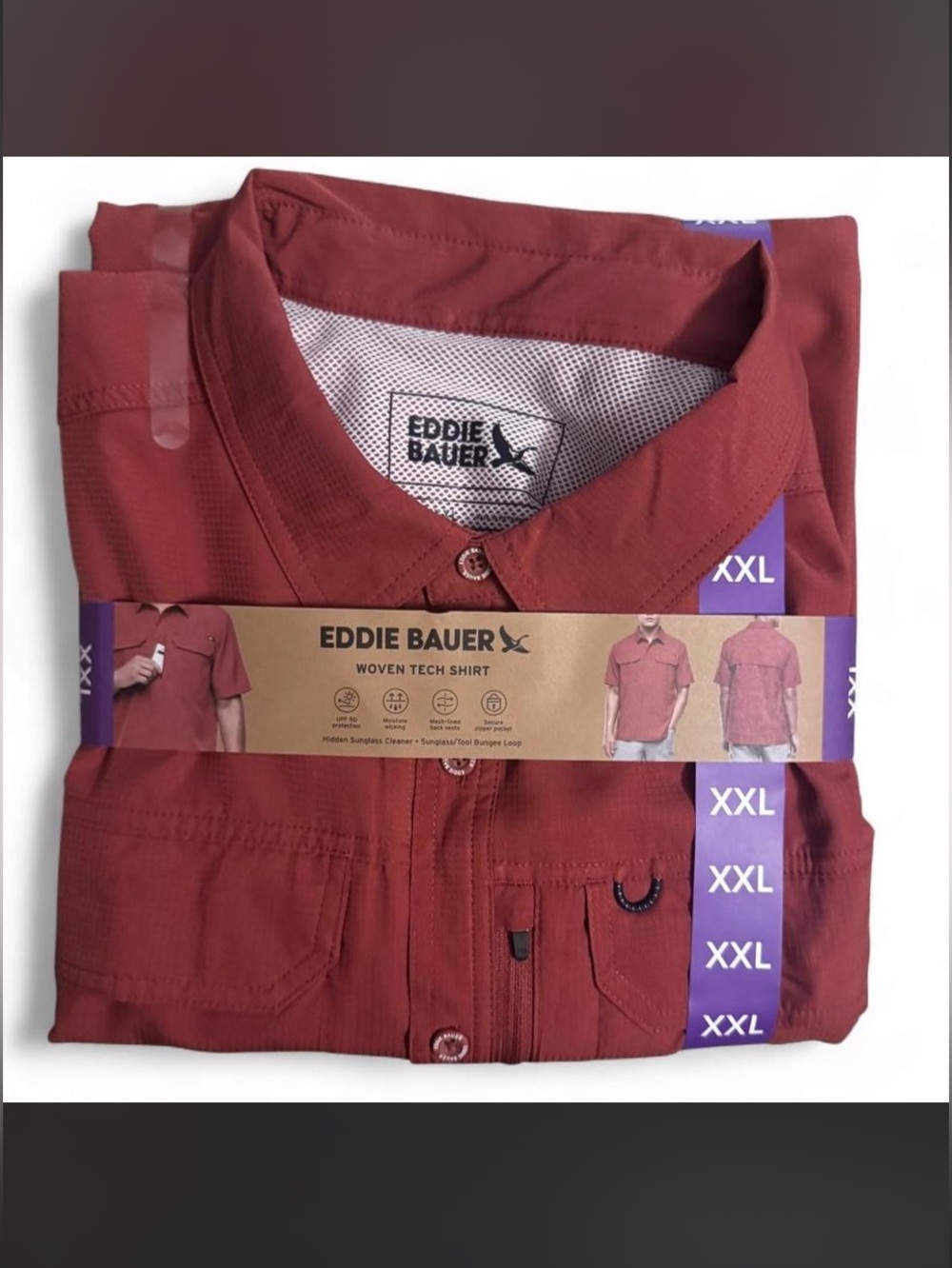 Eddie Bauer Men's Button-Down Woven Tech Shirt - Rust